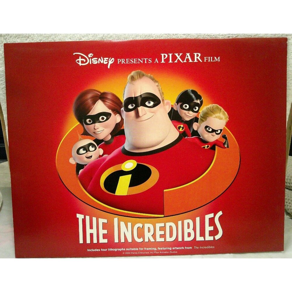 Disney Pixar The Incredibles Set of 4 Commemorative Lithographs * Prints X01 AX